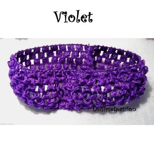 Bandeau cheveux ** violet ** serre tête élastique à customiser, décorer - dentelle effet crochet - b12 / n°27