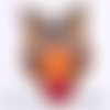 Applique patch écusson thermocollant - chouette hibou, orange ** 5,5 x 8 cm ** applique brodée à repasser