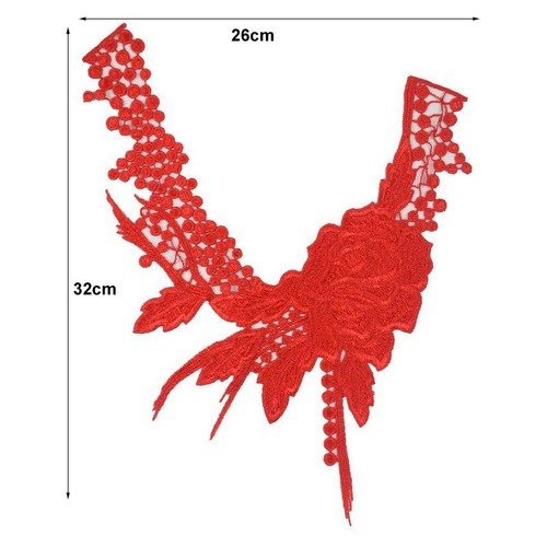 Col Dentelle Plastron Blanc Crème, Fleur Brodée Fils Doré - CD74-C ** 33 X 33 Cm ** Applique à Coudre | Mercerie Loisirs Et Passion