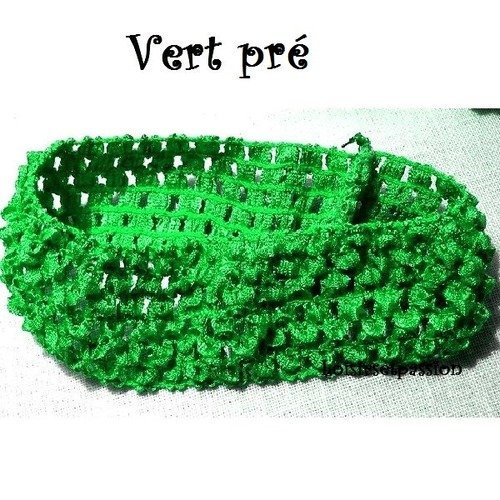 Bandeau cheveux ** vert pré ** serre tête élastique à customiser, décorer - dentelle effet crochet - b12 / n°23