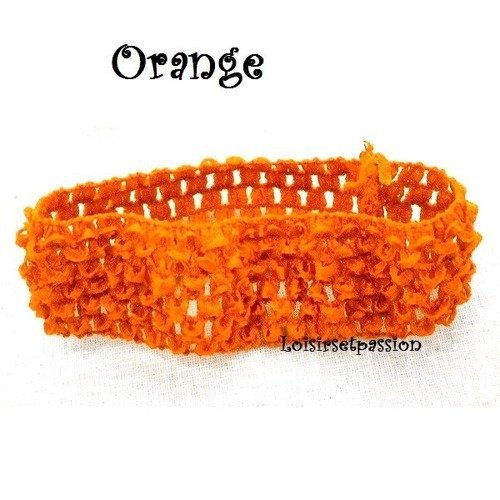 Bandeau cheveux ** orange ** serre tête élastique à customiser, décorer - dentelle effet crochet - b12 / n°6