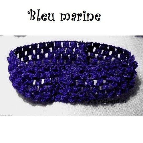 Bandeau cheveux ** bleu marine ** serre tête élastique à customiser, décorer - dentelle effet crochet - b12 / n°19