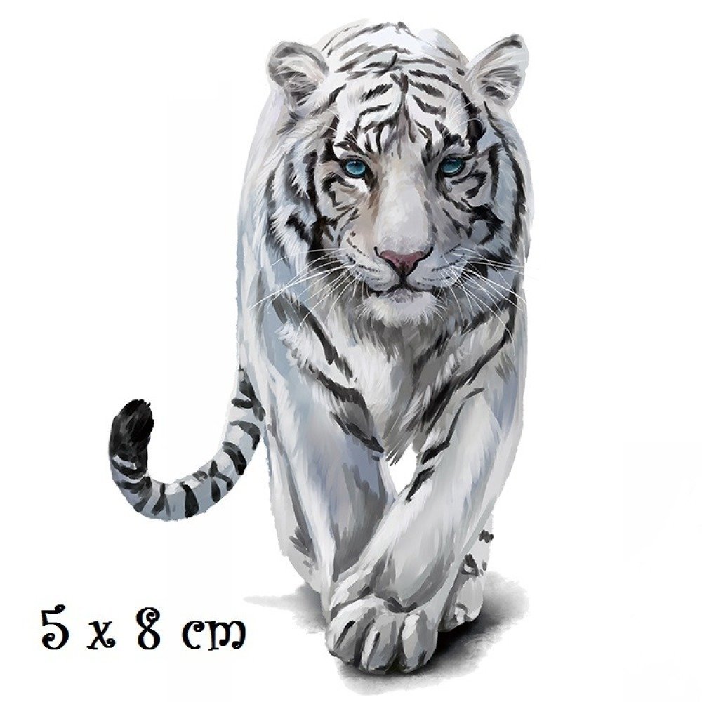 Patch Applique Dessin Transfert Thermocollant Tigre Gris Bleute 5 X 8 Cm Serigraphie A Repasser T120 Un Grand Marche