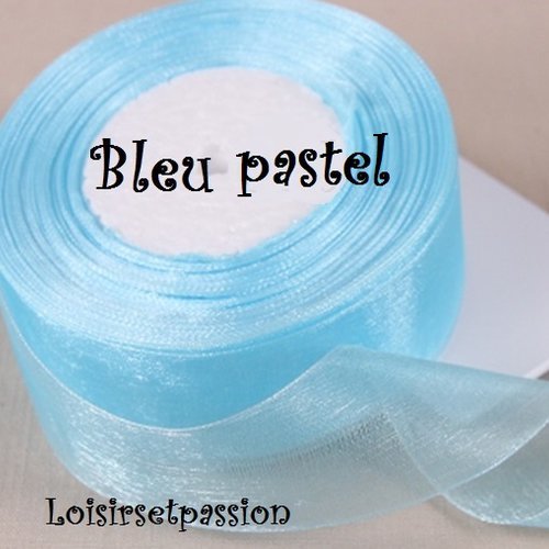 10 mètres de ruban voile organza ** 10 mm ** 013 / bleu pastel