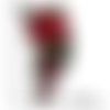 Grand écusson - grappe fleur rouge ** 12 x 26 cm ** patch brodé thermocollant - applique à repasser - c5385