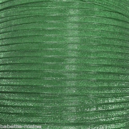 10 mètres de ruban voile organza - vert mousse - largeur 3 mm