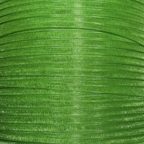 10 mètres de ruban voile organza - vert kiwi - largeur 3 mm