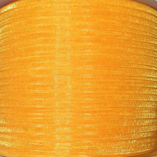 10 mètres de ruban voile organza - jaune orange - largeur 3 mm