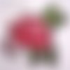 Écusson patch - fleur rose rouge bordeaux, feuilles vertes ** 11 x 13 cm ** applique brodée thermocollante - c115