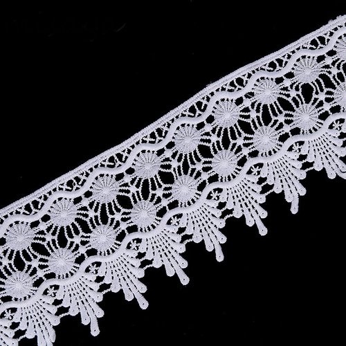 Dentelle Brodée sur voile 10 cm Blanc crème X50 cm D006 Fleurs et feston