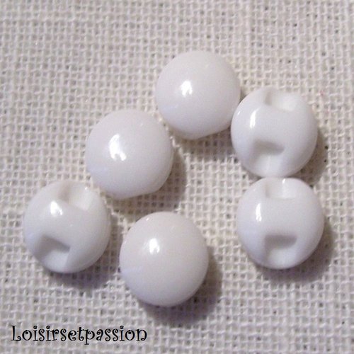 Lot de 6 - bouton perle demi boule résine - blanc ** 9 mm ** couture, layette - b15