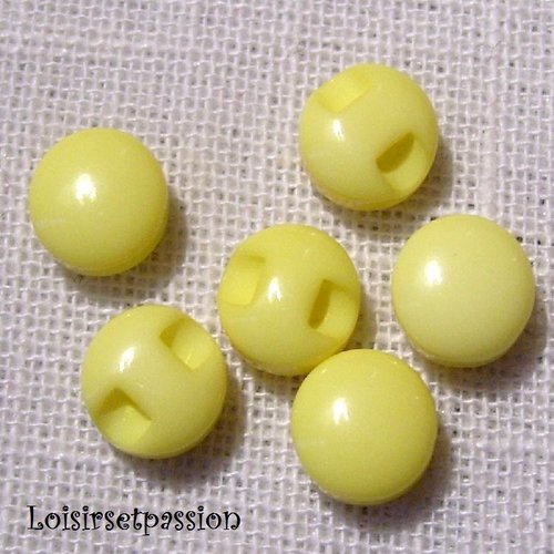 Lot de 6 - bouton perle demi boule résine - jaune ** 9 mm ** couture, layette - b15