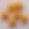 Lot de 6 - bouton perle demi boule résine - jaune orange ** 9 mm ** couture, layette - b15