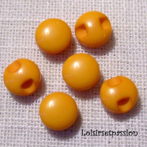 Lot de 6 - bouton perle demi boule résine - jaune orange ** 9 mm ** couture, layette - b15