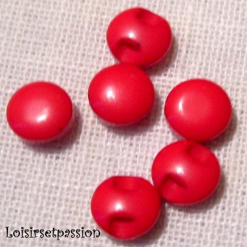 Lot de 6 - bouton perle demi boule résine - rouge ** 9 mm ** couture, layette - b15