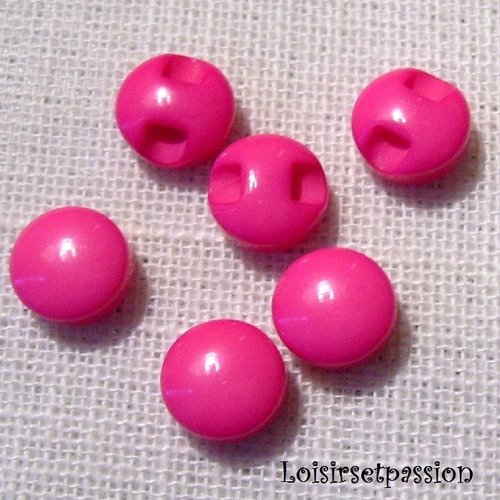 Lot de 6 - bouton perle demi boule résine - fuchsia ** 9 mm ** couture, layette - b15