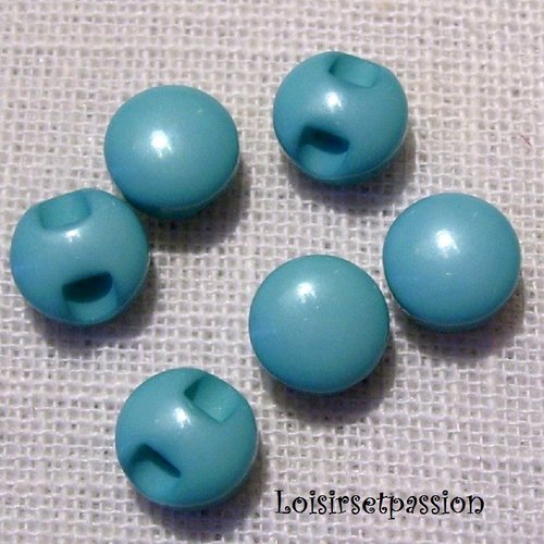 Lot de 6 - bouton perle demi boule résine - bleu turquoise ** 9 mm ** couture, layette - b15