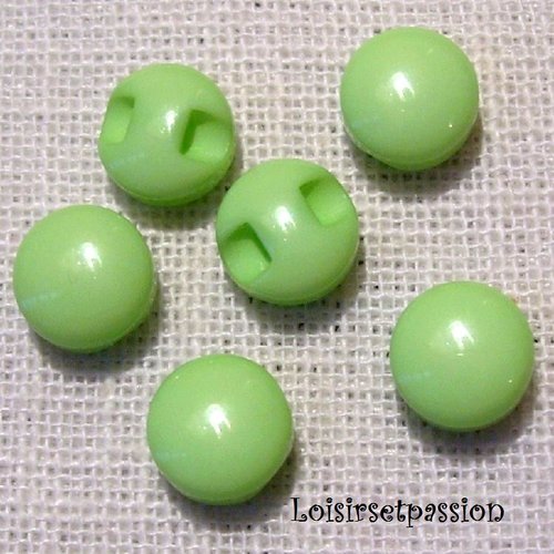 Lot de 6 - bouton perle demi boule résine - vert clair ** 9 mm ** couture, layette - b15