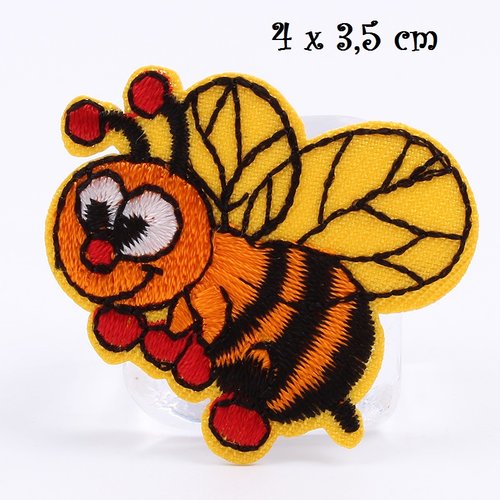 Applique patch écusson thermocollant - petite abeille insecte ton jaune ** 4 x 3,5 cm ** applique à repasser
