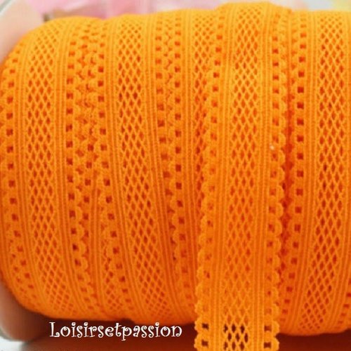 Ruban élastique souple dentelle résille - 668 / orange ** 16 mm ** vendu par 50 cm