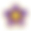 Écusson patch thermocollant - fleur 5 pétales, pistil doré, lilas ** 5 x 5 cm ** applique à repasser