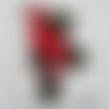 Écusson patch, tige fleurie / rouge ** 12 x 23 cm ** applique brodée thermocollante - c6290