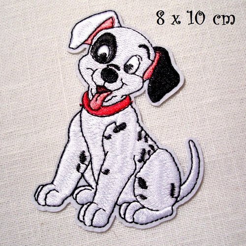 Applique patch écusson thermocollant - chien dalmatien, collier rouge ** 8 x 10 cm ** applique à repasser