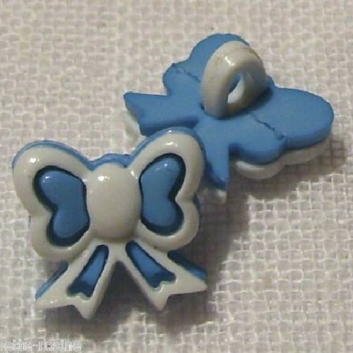 Bouton tige / noeud bicolore - bleu blanc ** 14 x 12 mm ** vendu à l'unité - tricot couture - b28