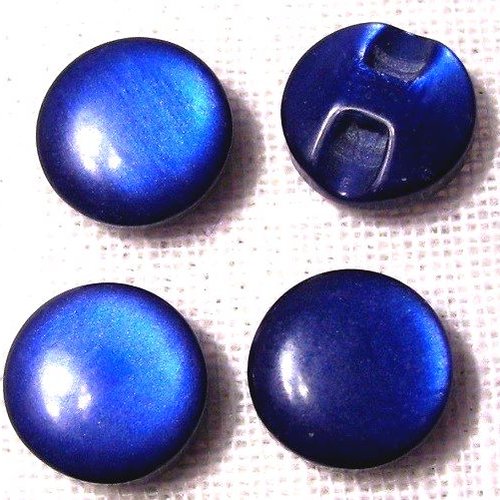 Bouton perle / bleu roi ** 12 mm ** demi boule résine nacré - vendu à l'unité - b04