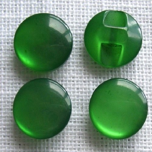 Bouton perle / vert sapin ** 12 mm ** demi boule résine nacré - vendu à l'unité - b04