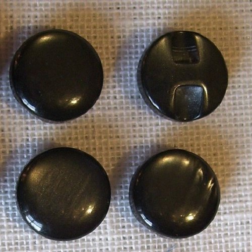 Bouton perle / noir ** 12 mm ** demi boule résine nacré - vendu à l'unité - b04