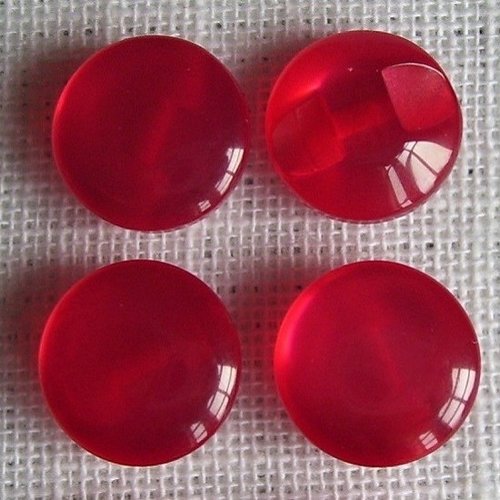 Bouton perle / rouge corail * 12 mm ** demi boule résine nacré - vendu à l'unité - b04