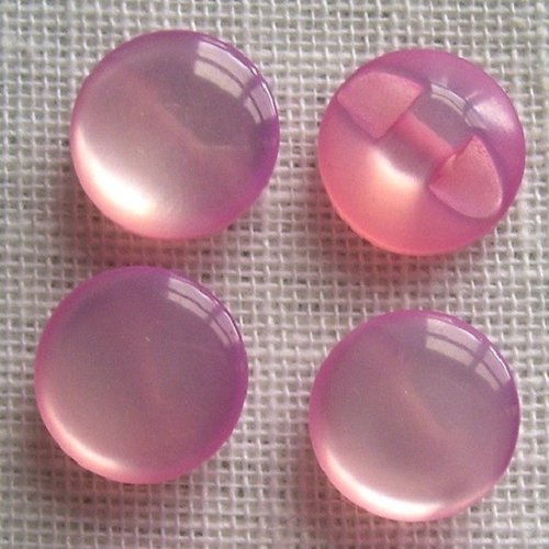 Bouton perle / rose ** 12 mm ** demi boule résine nacré - vendu à l'unité - b04