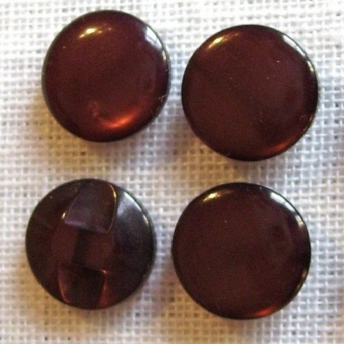 Bouton perle / marron ** 12 mm ** demi boule résine nacré - vendu à l'unité - b04