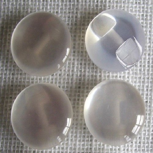Bouton perle / blanc ** 12 mm ** demi boule résine nacré - vendu à l'unité - b04