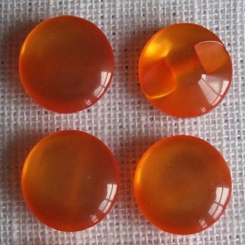 Bouton perle / orange ** 12 mm ** demi boule résine nacré - vendu à l'unité - b04