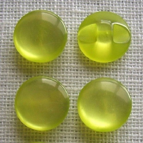 Bouton perle / vert anis ** 12 mm ** demi boule résine nacré - vendu à l'unité - b04