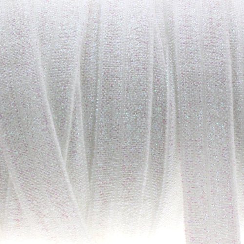 Ruban biais élastique brillant scintillant - 90122 / blanc irisé ** 16 mm ** galon lurex foe - vendu par 50 cm