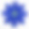 Écusson patch thermocollant - fleur 8 pétales, coeur vert / bleu roi ** 5,5 x 5,5 cm ** applique à repasser