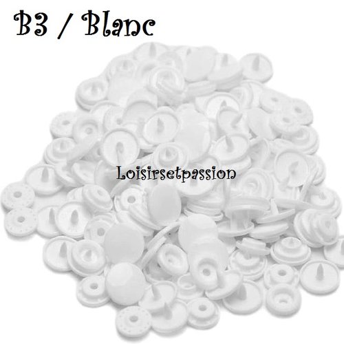 Lot de 5 sets - bouton pression marque kam t5 - b3 / blanc - oeko-tex standard 100 - bébé layette couture