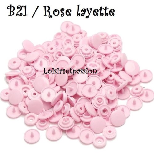 Lot de 5 sets - bouton pression marque kam t5 - b21 / rose layette - oeko-tex standard 100 - bébé layette couture