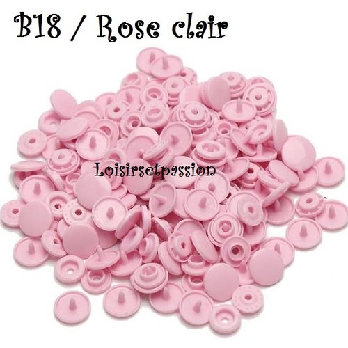 Lot de 5 sets - bouton pression marque kam t5 - b18 / rose clair - oeko-tex standard 100 - bébé layette couture
