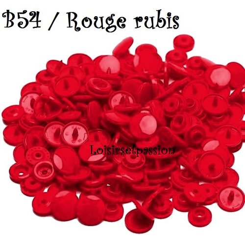 Lot de 5 sets - bouton pression marque kam t5 - b54 / rouge rubis - oeko-tex standard 100 - bébé layette couture