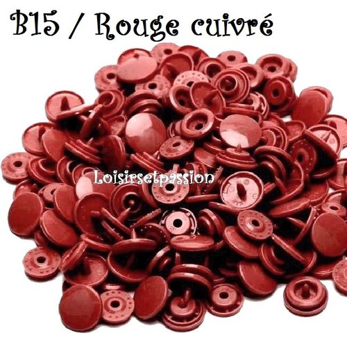 Lot de 5 sets - bouton pression marque kam t5 - b15 / rouge cuivré - oeko-tex standard 100 - bébé layette couture