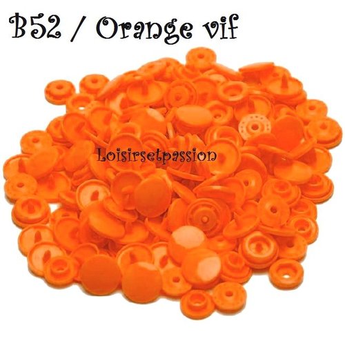 Lot de 5 sets - bouton pression marque kam t5 - b52 / orange vif - oeko-tex standard 100 - bébé layette couture