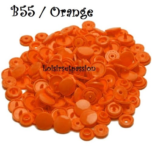 Lot de 5 sets - bouton pression marque kam t5 - b55 / orange - oeko-tex standard 100 - bébé layette couture