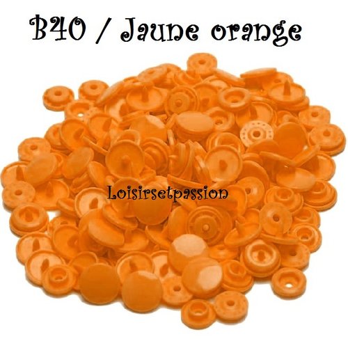 Lot de 5 sets - bouton pression marque kam t5 - b40 / jaune orange - oeko-tex standard 100 - bébé layette couture