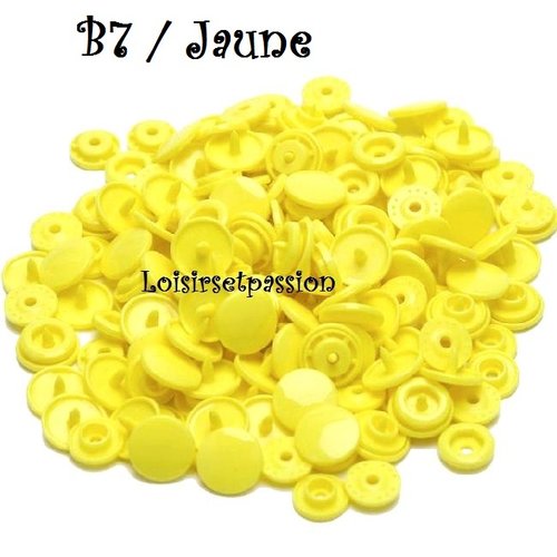 Lot de 5 sets - bouton pression marque kam t5 - b7 / jaune - oeko-tex standard 100 - bébé layette couture