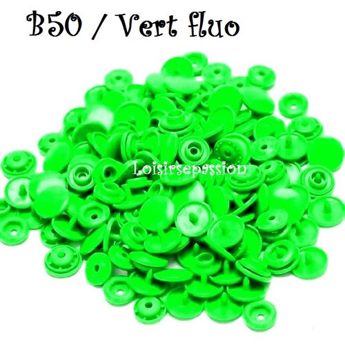 Lot de 5 sets - bouton pression marque kam t5 - b50 / vert fluo - oeko-tex standard 100 - bébé layette couture