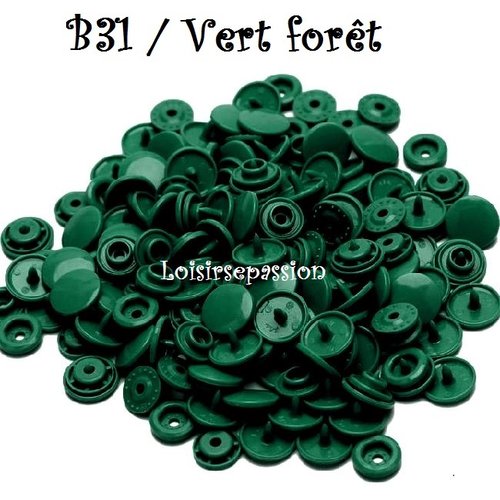 Lot de 5 sets - bouton pression marque kam t5 - b31 / vert forêt - oeko-tex standard 100 - bébé layette couture